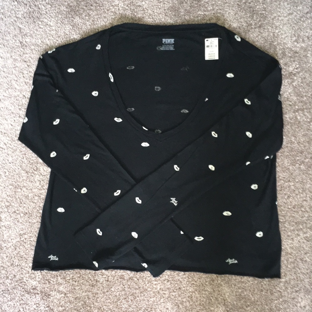 Victoria’s Secret-NWT-Logo-CropTop-Long Sleeves-V-neck-Size Extra Small - Picture 4 of 11